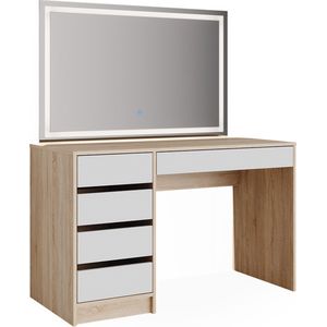 Vicco Sherry Kaptafel met licht – 120 cm met LED-spiegel Wit/Sonoma met LED-spiegel