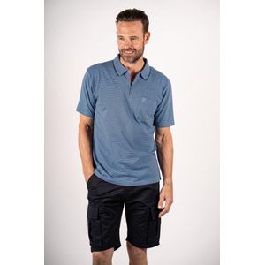 Pre End heren poloshirt - polo KM - 100451 - Mayson - blauw print - maat 3XL