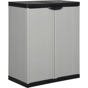 vidaXL Tuinkast - 68x40x85 cm - Grijs en Zwart Tuinkast - Buitenkast - Opslagkast - Pvc Kast - Grijze Kast - Zwarte Kast - Veiligheids Slot