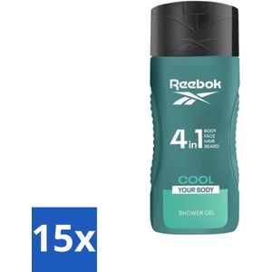 Reebok - Cool Your Body - Douchegel - 4 in 1 - 400 ml - Bulkverpakking - 15 stuks