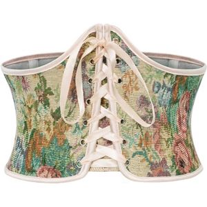 SCARLET DARKNESS Midnlleeuwse Korsetriem Voor Dames, Veterriem, Waspie Met Riem Met Bloemenprint