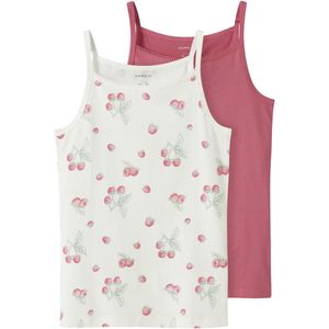 Name It kids meisjes ondergoed STRAP TOP 2P RASPBERRY Cloud Dancer w/ Rapture Rose