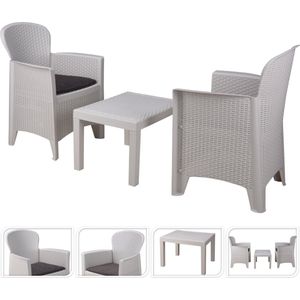 ProGarden | Tuinset: Tafel en twee stoelen - 60 x 58 x 89 cm - Wit