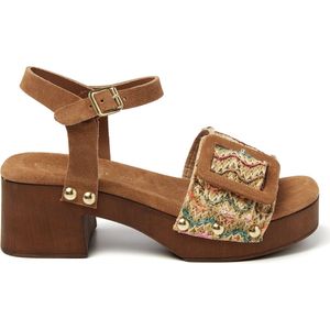 Lazamani Sienna Suede/Raffia Dames Clogs Multi Maat 40