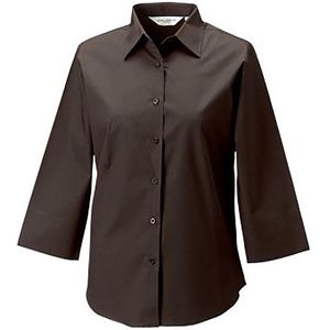 Russell Collectie Dames/Dames 3/4 Mouw Easy Care Gevoelig overhemd (Chocolade)