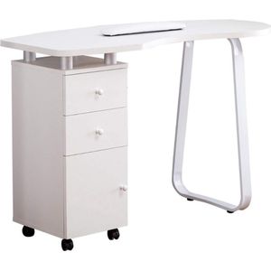 Manicure Tafel met Afzuiging – Nageltafel – Bureau – Met Lades Op Wielen Met Remmen – Wit