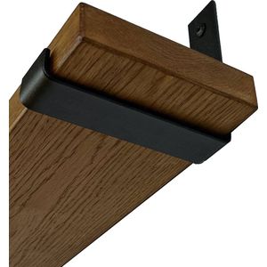 GoudmetHout Massief Eiken Wandplank - 40x20 cm - Donker eiken - Industriële plankdragers L-vorm UP mat zwart - Staal - Wandplank Hout