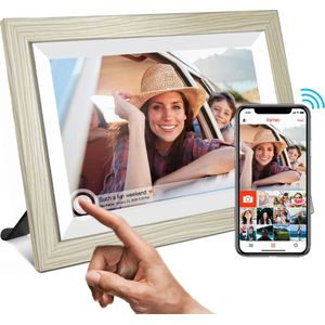 MemoMemory Digitale Fotolijst - 10.5 Inch - WiFi - HD IPS Display - Houten Frame