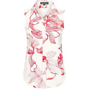 Travel Top Mouwloos Print Flower 2299 Off White Red