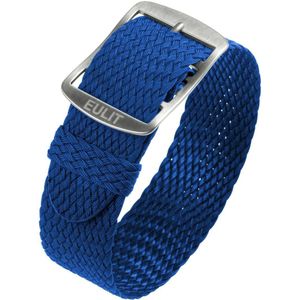 EULIT horlogeband - perlon - 20 mm - blauw - metalen gesp