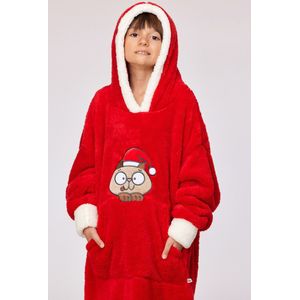 Woody - Unisex - Rode XXL cuddle Kerst Sweater van teddystof - Kids
