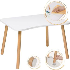 Meubels houten kindertafel 52 x 70 cm wit zelfmontage hoogwaardig natuurlijk kinderzitje meubilair peutertafel - kleine tafel