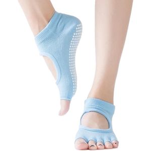 Yoga Sokken Full Open Toe | Volle Teen Yoga Sok | Met Anti Slip Onderkant | Antislip Sokken | Pilates Sokken | Maat 36-40 I Lichtblauw
