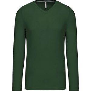 Kariban Herenshirt met lange mouwen en V-hals Forest Green - S