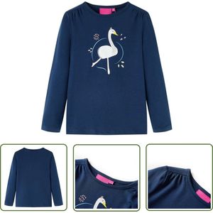 vidaXL Langmouwig - Kinderhemd - Kindershirt met lange mouwen 92 marineblauw - Blauw - Babykledij - Meisjeskleren