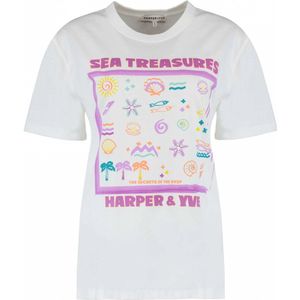 Harper & Yve Seastreasures-ss Tops & T-shirts Dames - Shirt - Ecru - Maat XL