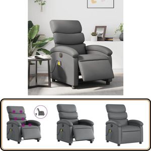 vidaXL Massagestoel - Elektrisch - Kunstleer - Grijs Elektrische Massagestoel - Massagefauteuil - Verstelbare Stoel - Lounge Stoel - Relaxstoel