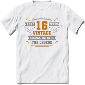 16 Jaar Legend T-Shirt | Goud - Zilver | Grappig Verjaardag Cadeau | Dames - Heren | - Wit - XXL