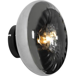 QAZQA ayesha - Art Deco Wandlamp voor binnen - 1 lichts - D 16 cm - Zwart - Woonkamer | Slaapkamer | Keuken