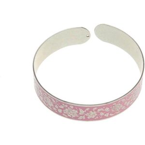 Behave Klem armband roze bloem patroon 17 cm