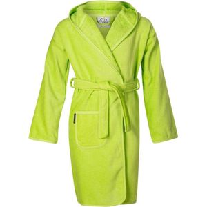 Kinderbadjas groen lime - capuchon badjas kind - katoenen badjas kind - 10/12 jaar