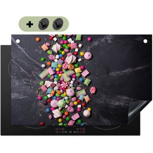 KitchenYeah® Inductie beschermer 80.2x52.2 cm - Snoep - Kleurrijk - Beton print - Kookplaataccessoires - Afdekplaat voor kookplaat & Spatscherm achterwand - Inductiebeschermer - Inductiemat - Inductieplaat mat - Keuken decoratie