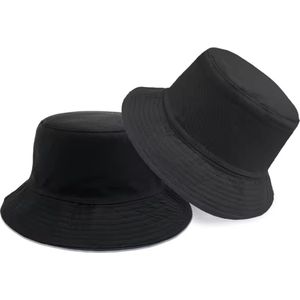 Bucket Hat Deluxe - Stevig Vissershoedje - Zwart & Zwart - Reversible - Dubbellaags - Maat 58 cm - Katoen - Polyester - Heren - Dames - Festival Accessoire - Festivalhoedje - Regenhoedje - Zonnehoedje - Emmerhoed - Hoed - Unisex