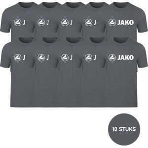 Jako T-Shirt - Promo - Sportshirt Heren - Maat L/XL - 10 stuks - Grijs - Katoen - T Shirt Heren