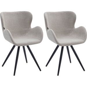 Colenis® - Anabella Eetkamerstoel - Set Van 2 - Beige - Bouclé Stof - Industrieel - Met armleuning