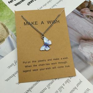Bixorp Love Vlinder Ketting Lichtblauw aan Zilverkleurig Koord - Geluksketting - Cadeau voor Dames & Meisjes