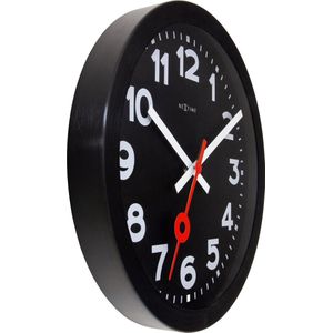 Wandklok 35cm - Stil - Zwart - Geanodiseerd Aluminium - NeXtime 'Station All Black'