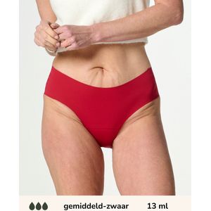 Moodies incontinentie ondergoed - hiphugger laser-cut - gemiddeld/zwaar kruisje - maat L - Rood