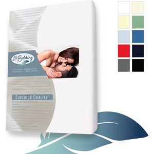 24-Bedding - Duopak 2 stuks !! - Badstof Hoeslaken - 1 persoons - 80x220 cm - Wit - 30 cm