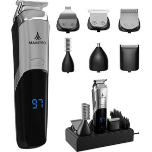 Maintro 6 in 1 Baardtrimmer - Trimmer Baard & Lichaam - Neustrimmer - Bodygroomer - IPX6 Waterdicht - Incl. 6 opzetstukken