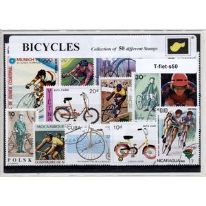 Fietsen – Luxe postzegel pakket (A6 formaat) : collectie van 50 verschillende postzegels van fietsen – kan als ansichtkaart in een A6 envelop - authentiek cadeau - kado - geschenk - kaart - fiets - bike - tweewieler - racefietsen - tandem - bicycle