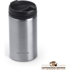 RVS Koffie To Go beker - Thermosbeker - Zilvergrijs - 290 ml - Theebeker - * GRATIS Personalisatie mogelijk*