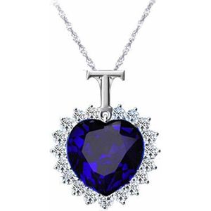 Fako Bijoux® - Ketting - Hart Of The Ocean - Titanic - Kristal - Donkerblauw
