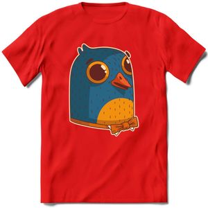 Strik duif T-Shirt Grappig | Dieren vogel Kleding Kado Heren / Dames | Animal Skateboard Cadeau shirt - Rood - L