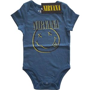 Nirvana - Inverse Happy Face Baby romper - 3-6 maanden - Blauw