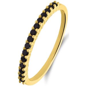 Lucardi Dames Zilveren goldplated ring met zirkonia voor dames - Ring - 925 Zilver - Goudkleurig - 18 / 57 mm