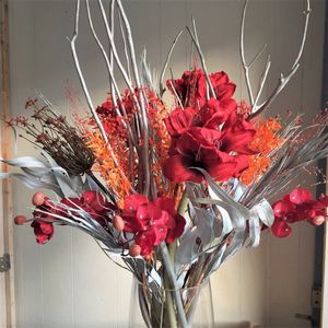 Stijlvol en elegant zijden- en droogbloemen boeket/ Kerst boeket/ 95 cm hoog/eyecatcher / kunstbloemen/nepbloemen/kunstplanten/ droogbloemen/ woondecoratie / cadeau