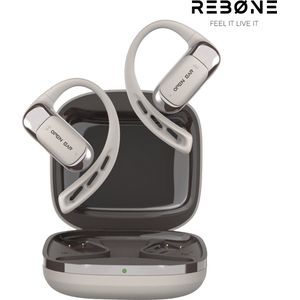 REBØNE AERO Sport Oortjes - Oordopjes Draadloos - Bone Conduction Headphone - Open Ear - Earbuds Wireless - Draadloze Koptelefoons - Bluetooth Koptelefoon - USB C - Waterdicht - Grijs