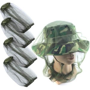 4 stuks muggenmasker - muggennet muts - bijenteelthoed - gezichtsgaas hoofdbedekking - imker anti-muggenhoed - vissen bescherming - buitenliefhebbers