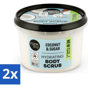 Organic Shop - Hydrating Body Scrub Coconut - Diep Voedend - 250 ml - Voordeelverpakking - 2 stuks