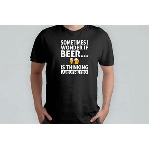 Sometimes I Wonder si Beer is pensando Me Too - T Shirt - BeerLover - Funny - CraftBeer - BeerTime - HoppyHour - BierLiefhebber - SpeciaalBier - BierTijd - BierOClock