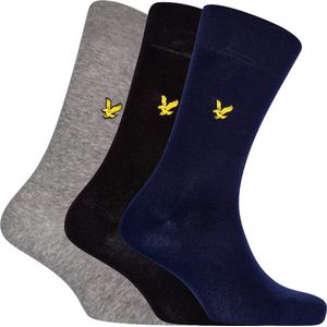 Lyle & Scott 3P sokken angus zwart, blauw & grijs - 40-46