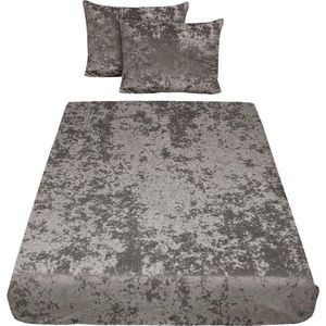 Velvet Hoeslaken Taupe 140x200 (2-persoons) Hoekhoogte 30 cm - Met Kussenslopen Set (60x70 cm)