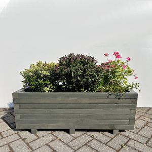 AMISHOUT - Plantenbak van hout 100x40x36 cm - antraciet | bloembak buiten
