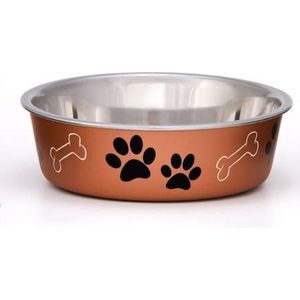 Honden Voerbak & Drinkbak - Vaatwasmachinebestendig, met Antislip en Antibacteriële RVS binnenzijde - Loving Pets Bella Bowl - 8 kleuren in Small tot Extra-Large - Kleur: Copper, Maat: Large - 1,5L