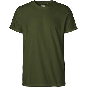 Men´s Roll Up Sleeve T-Shirt met ronde hals Military - 3XL